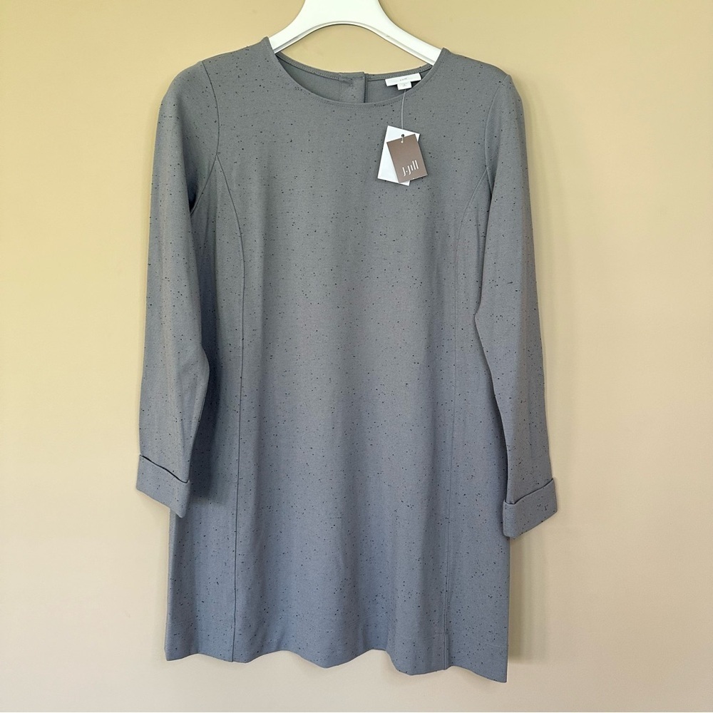 J. Jill Small Tall Grey Onyx Speckled Ponte Knit Tunic Top Minimalist Luxury